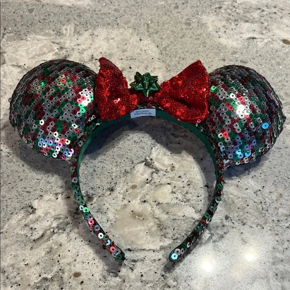 Disney Red and Green Sequin Mouse Ears Headband